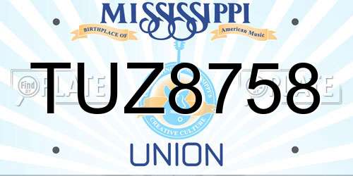 TUZ8758 Mississippi License Plate