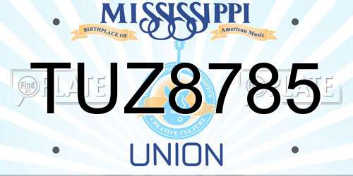 TUZ8785 Mississippi License Plate