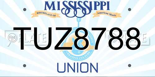 TUZ8788 Mississippi License Plate