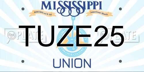 TUZE25 Mississippi License Plate