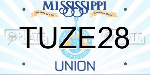 TUZE28 Mississippi License Plate