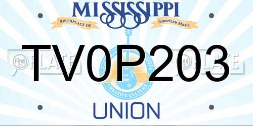 TV0P203 Mississippi License Plate