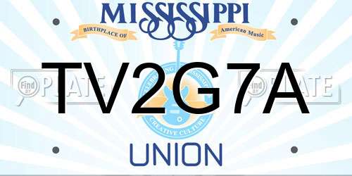 TV2G7A Mississippi License Plate
