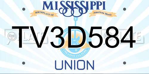 TV3D584 Mississippi License Plate