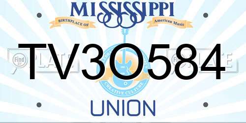 TV3O584 Mississippi License Plate