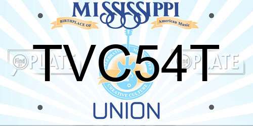 TVC54T Mississippi License Plate