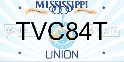 TVC84T Mississippi License Plate