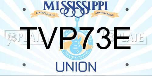 TVP73E Mississippi License Plate