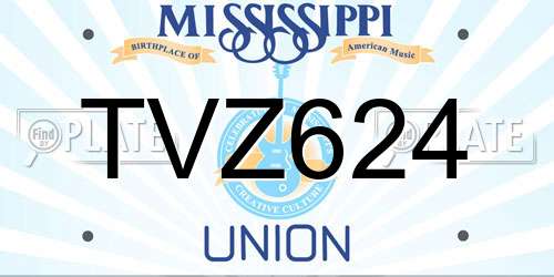 TVZ624 Mississippi License Plate