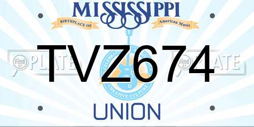 TVZ674 Mississippi License Plate