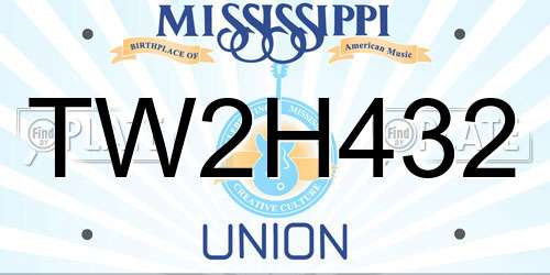 TW2H432 Mississippi License Plate