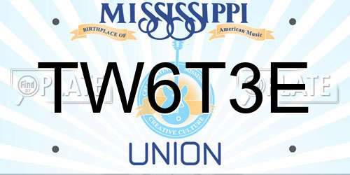 TW6T3E Mississippi License Plate