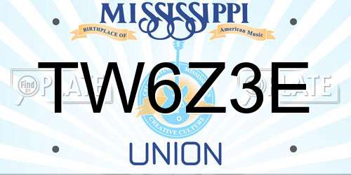 TW6Z3E Mississippi License Plate