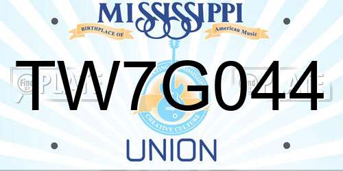 TW7G044 Mississippi License Plate