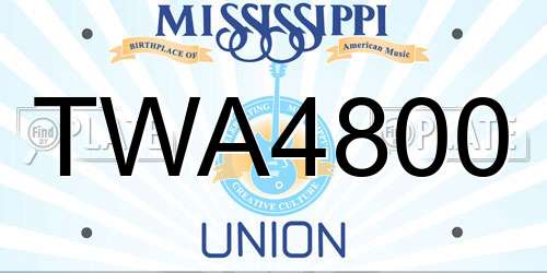 TWA4800 Mississippi License Plate