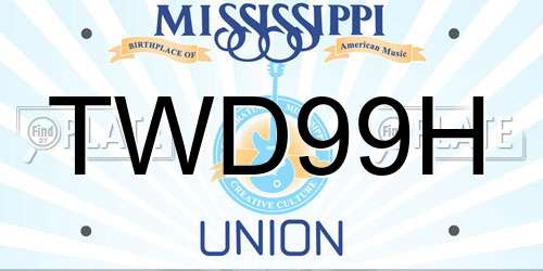 TWD99H Mississippi License Plate