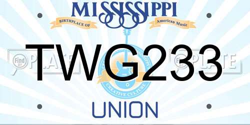 TWG233 Mississippi License Plate
