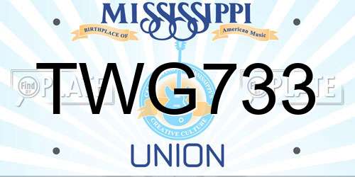 TWG733 Mississippi License Plate