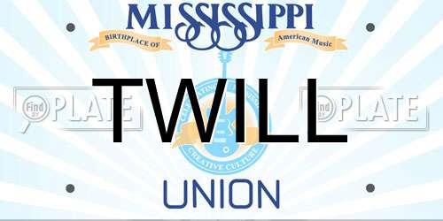 TWILL Mississippi License Plate