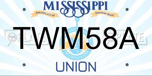 TWM58A Mississippi License Plate
