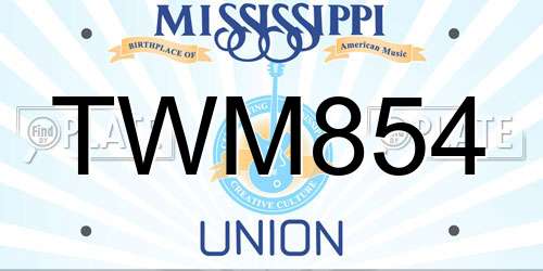 TWM854 Mississippi License Plate