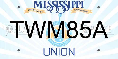TWM85A Mississippi License Plate