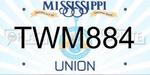 TWM884 Mississippi License Plate