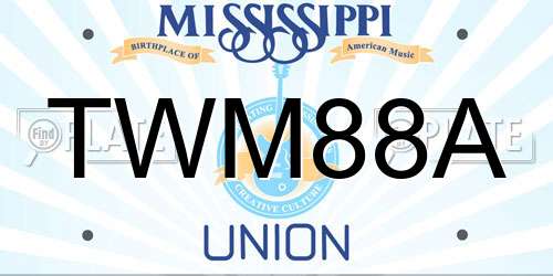 TWM88A Mississippi License Plate