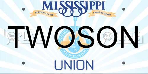 TWOSON Mississippi License Plate
