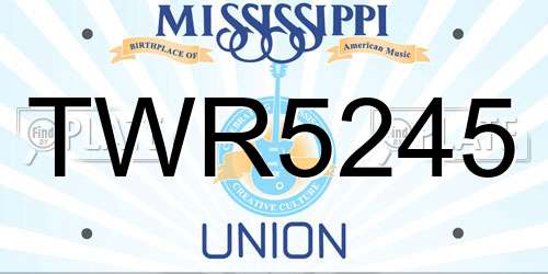 TWR5245 Mississippi License Plate