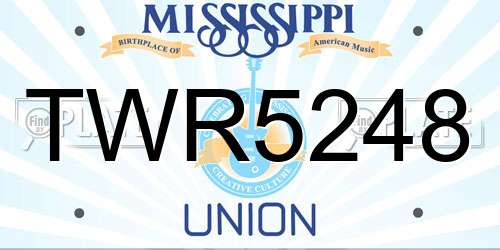 TWR5248 Mississippi License Plate
