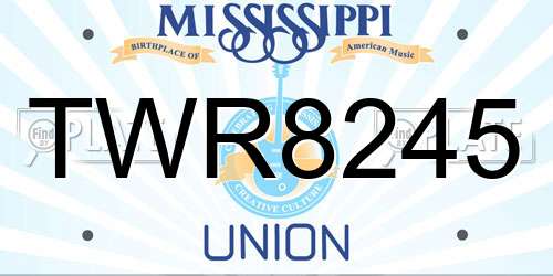 TWR8245 Mississippi License Plate