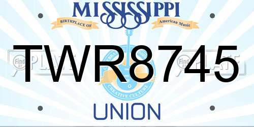 TWR8745 Mississippi License Plate