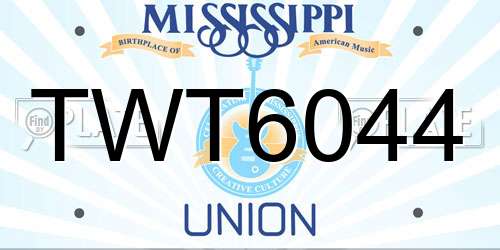 TWT6044 Mississippi License Plate