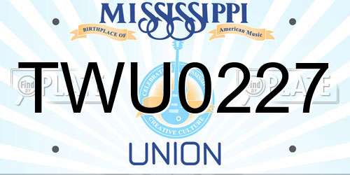 TWU0227 Mississippi License Plate