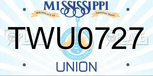 TWU0727 Mississippi License Plate