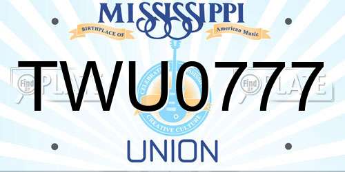 TWU0777 Mississippi License Plate
