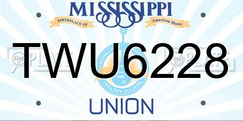 TWU6228 Mississippi License Plate