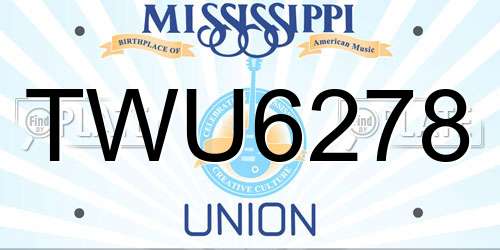 TWU6278 Mississippi License Plate