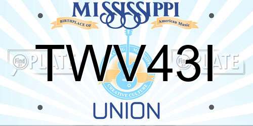 TWV43I Mississippi License Plate