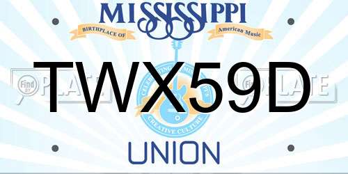 TWX59D Mississippi License Plate