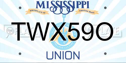 TWX59O Mississippi License Plate