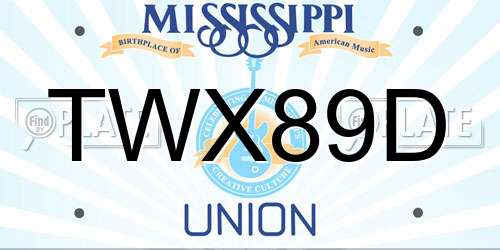 TWX89D Mississippi License Plate