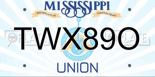 TWX89O Mississippi License Plate