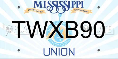TWXB90 Mississippi License Plate