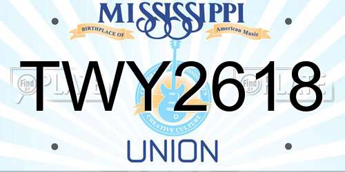 TWY2618 Mississippi License Plate