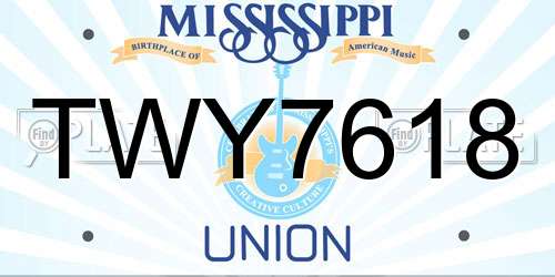 TWY7618 Mississippi License Plate