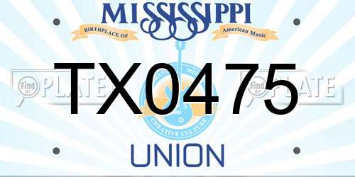 TX0475 Mississippi License Plate