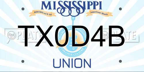 TX0D4B Mississippi License Plate