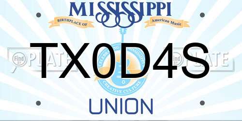 TX0D4S Mississippi License Plate
